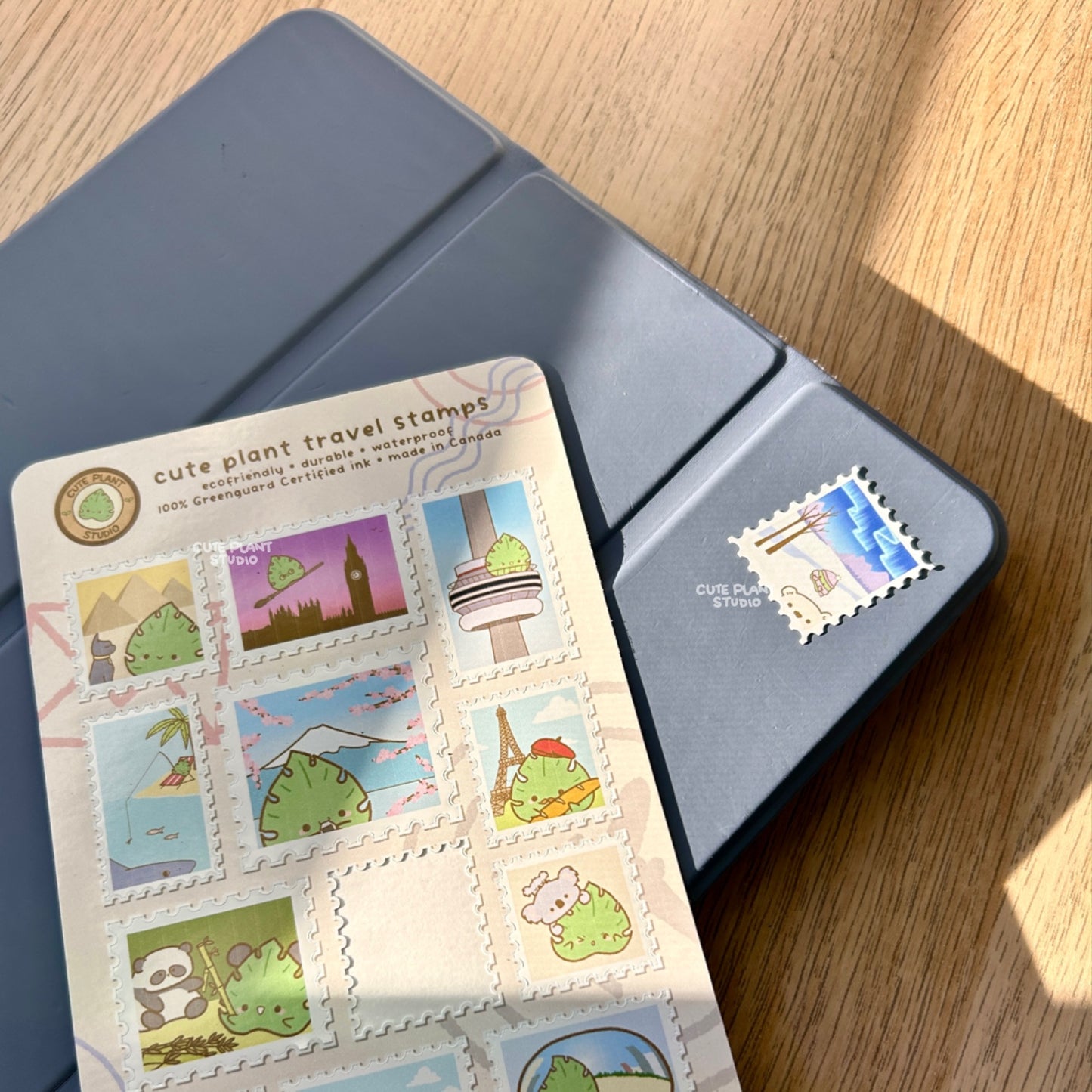 Monstera Leaf Travel Stamp Sticker Sheet