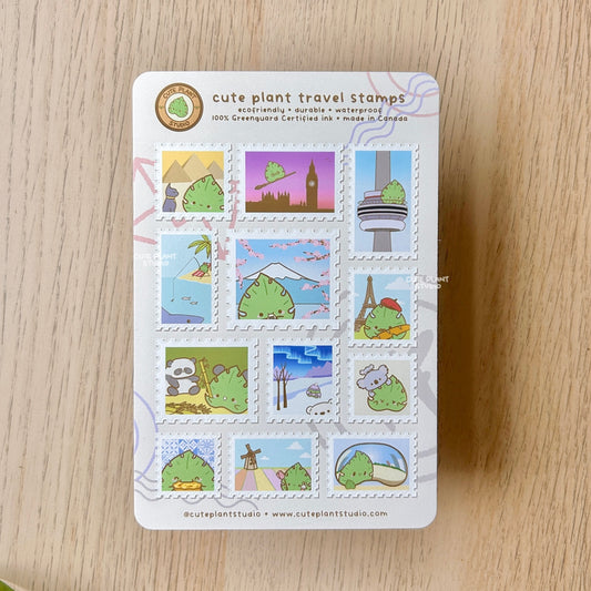 Monstera Leaf Travel Stamp Sticker Sheet