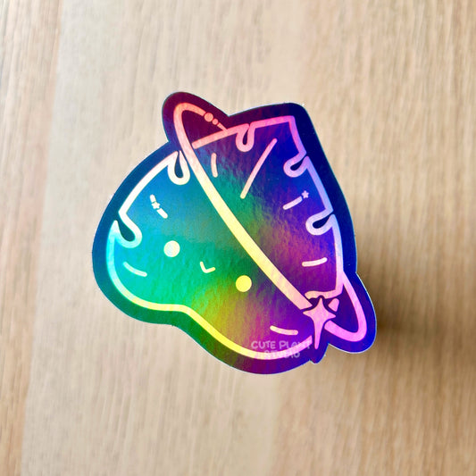 Holographic Space Monstera Leaf Sticker