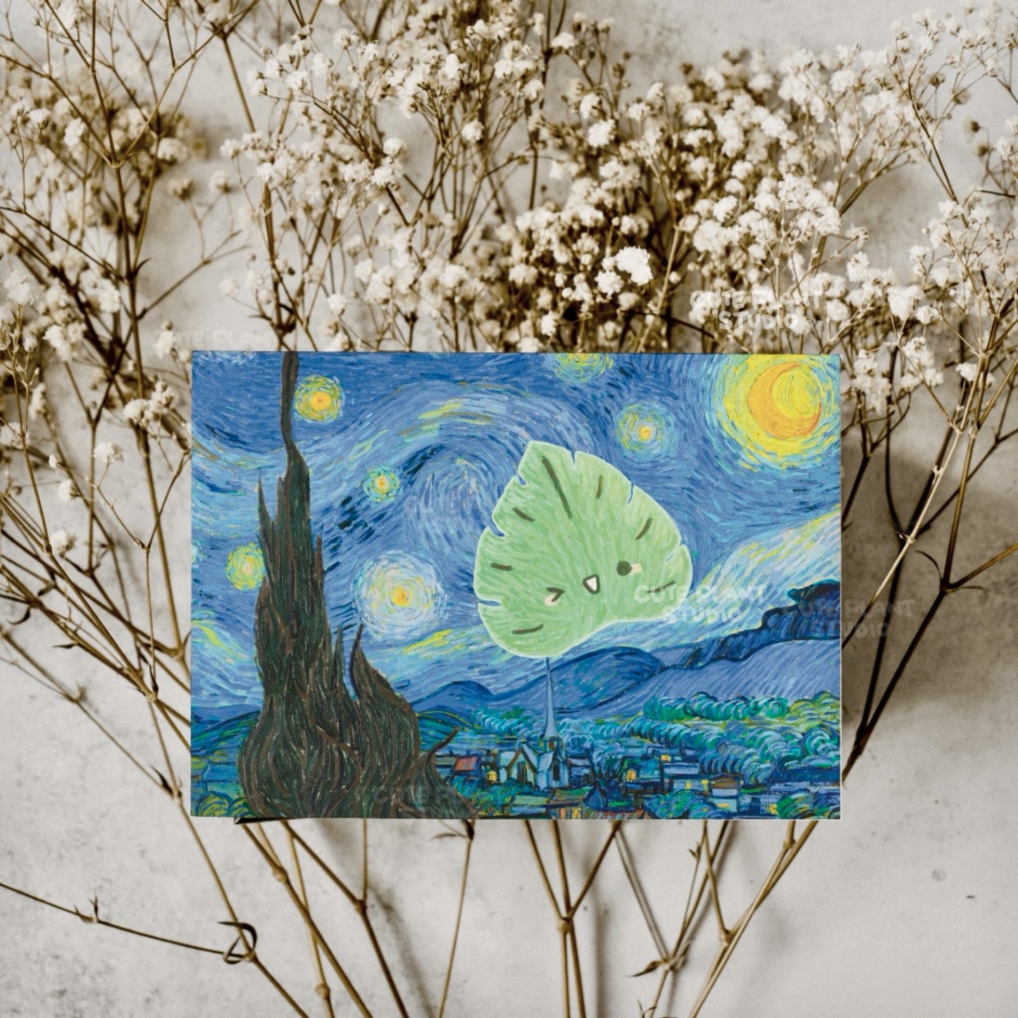 Leaf Starry Night Art Print